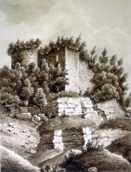 Les ruines du château de Frouard en 1850