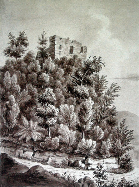 Les ruines du château de Pompey en 1850