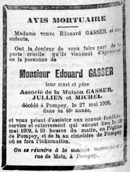 avis mortuaire de Edouard GASSER