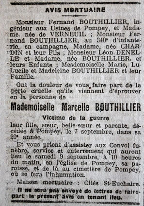 Avis de décès de Marcelle Bouthillier