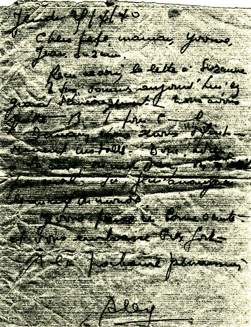 lettre d'Alexandre du 25 avril 1940 