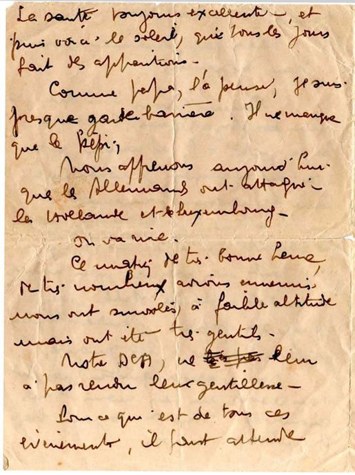 deuxième page de la lettre d'Alexandre du 10 mai 1940 deuxième page de la lettre d'Alexandre du 10 mai 1940