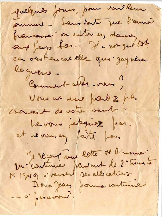 troisième page de la lettre d'Alexandre du 10 mai 1940 troisième page de la lettre d'Alexandre du 10 mai 1940