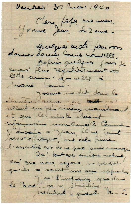 1ère page de la lettre d'Alexandre