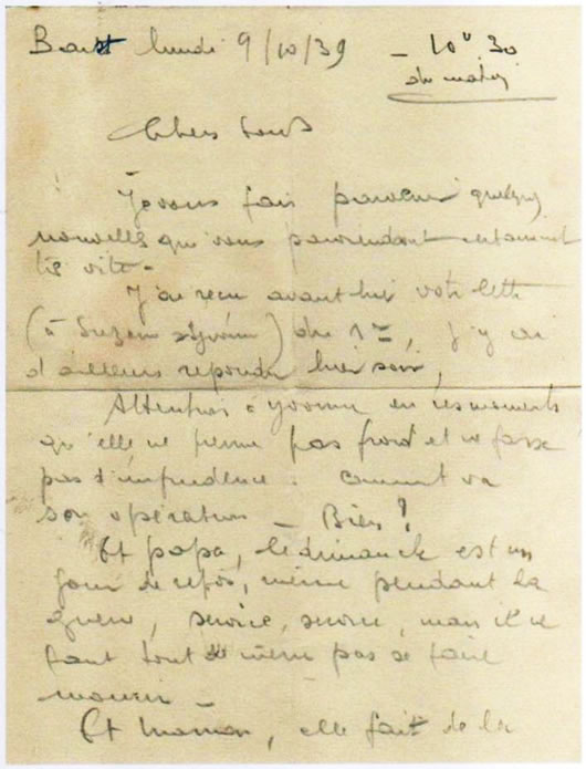 1ère page de la lettre d'Alexandre