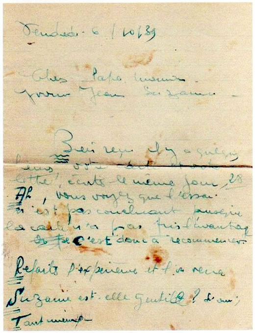 1ère page de la lettre d'Alexandre