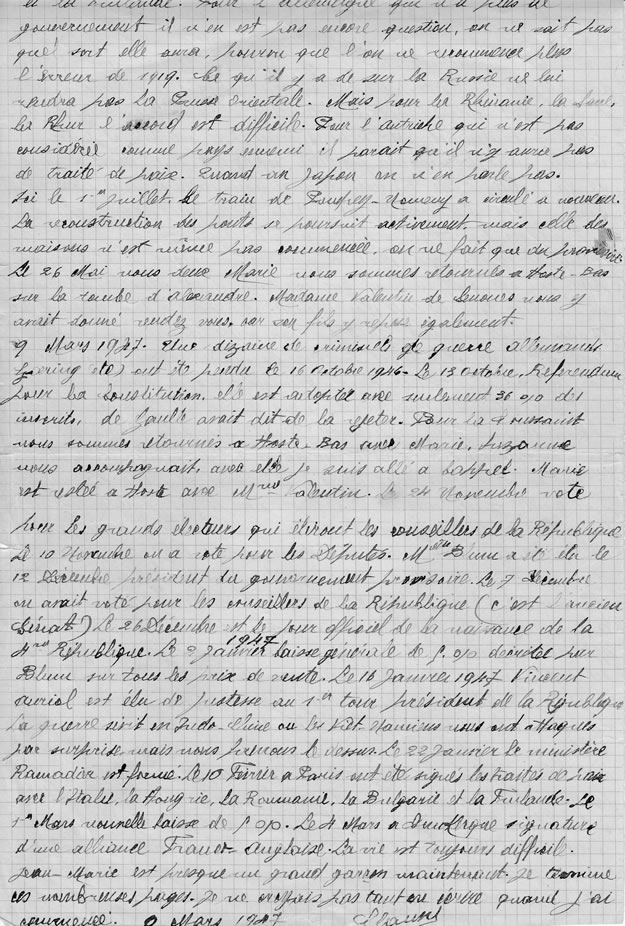 dernière page du journal de Charles CLAUSSE