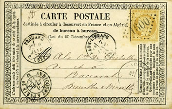 recto de la carte postale de 1874