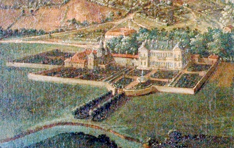 Château de Lunati à Frouard vers 1725, détail d'un tableau du peintre lorrain Claude Jacquard (1686-1736)