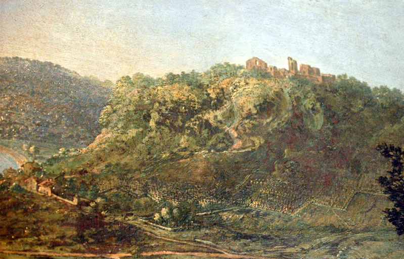 Château en ruine de l'Avant-Garde vers 1725, détail d'un tableau du peintre lorrain Claude Jacquard (1686-1736)