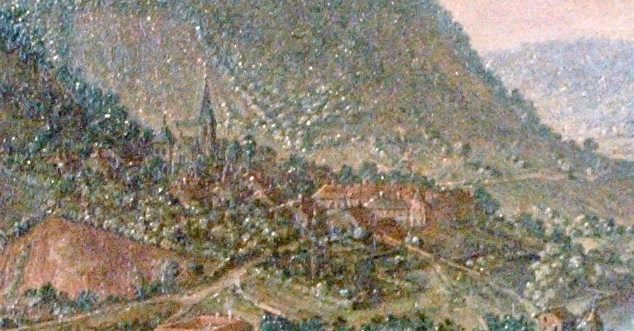 Le village de Frouard vers 1725, détail d'un tableau du peintre lorrain Claude Jacquard (1686-1736)