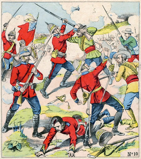 le combat entre Boërs et l'armée anglaise